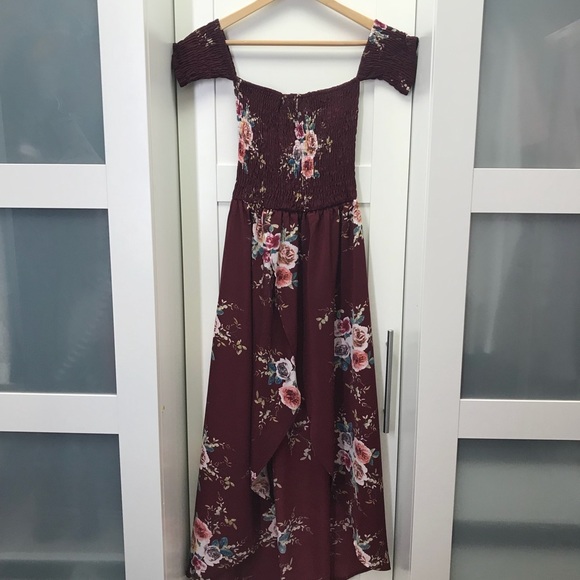 Floral High Low Off-Shoulder Dress - Picture 4 of 7